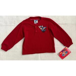 Vintage 90s Mickey's Stuff for Kids Henley Top Boys 2T Red Donald Duck Hockey